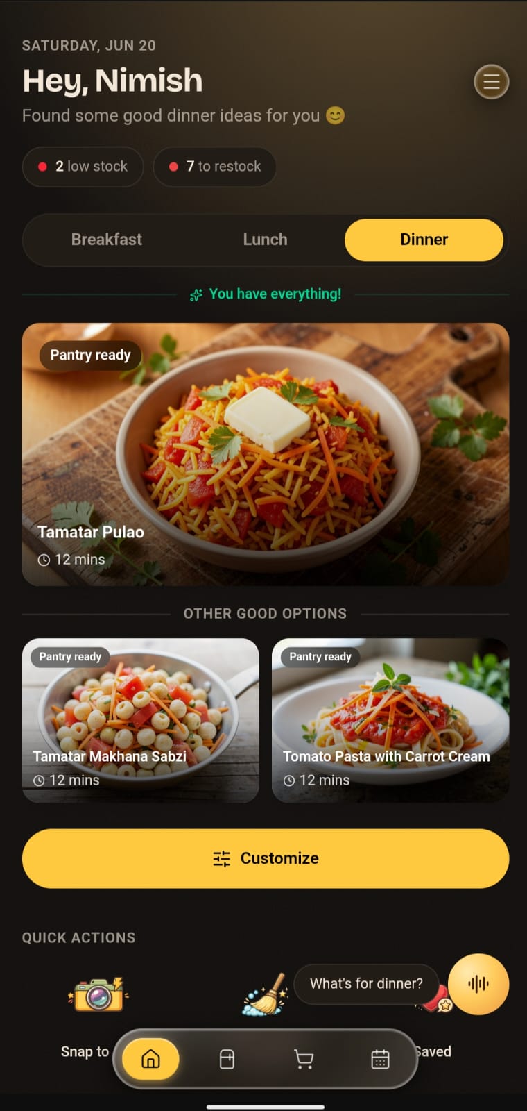 Let Them Cook app screenshot (dark mode)