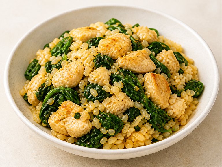 Garlic chicken and spinach rice example